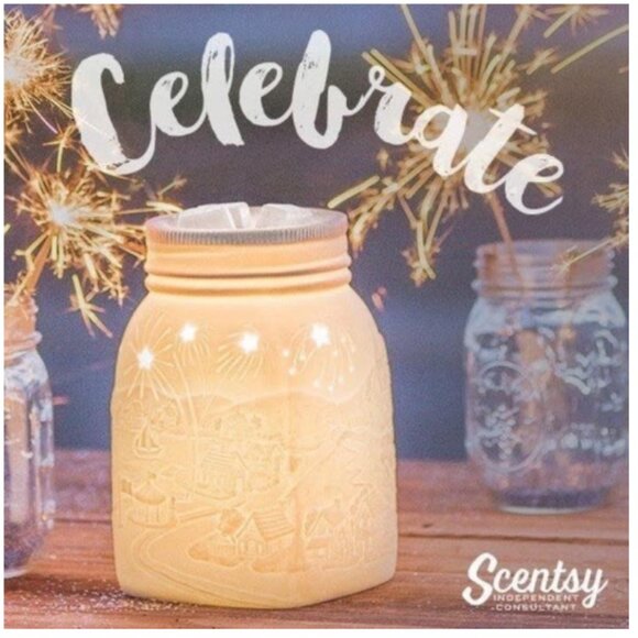 Scentsy Mason Jar Wax Warmer White Celebrate - Picture 8 of 8